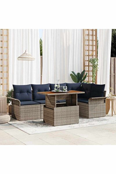 vidaxl Set de canapele pentru gradina 6 pcs Gri Rattan poli