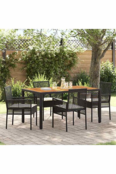 vidaxl Set de masa pentru gradina 5 pcs Negru poliratan