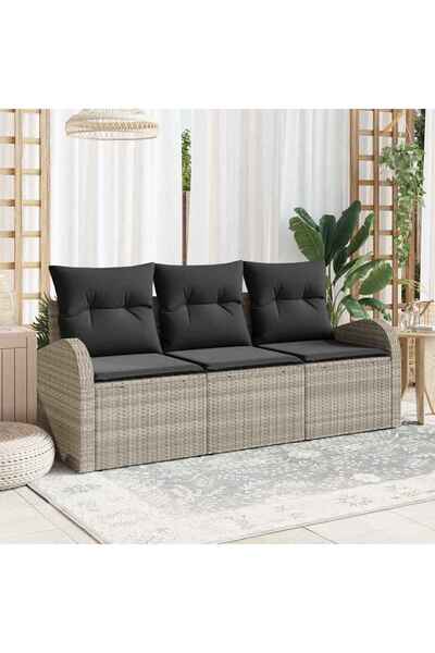 vidaxl Set de canapele pentru gradina 3 pcs Gri deschis Rattan poli