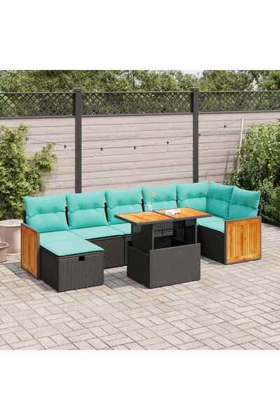 vidaxl Set canapele gradina cu perne 8 piese gri poliratan/lemn acacia