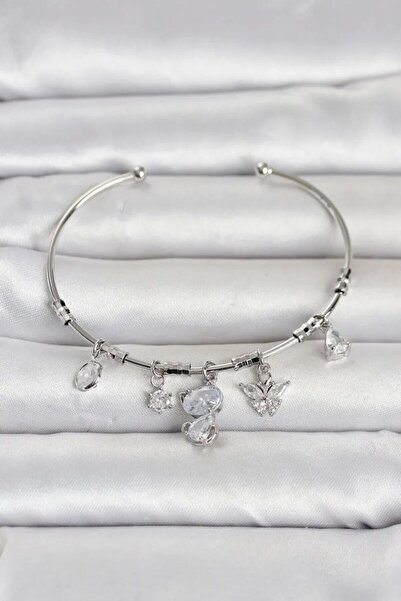 Generic Brand Silver Color Brass Cat Detailed Charm Women's Bracelet Tj-Bb8481