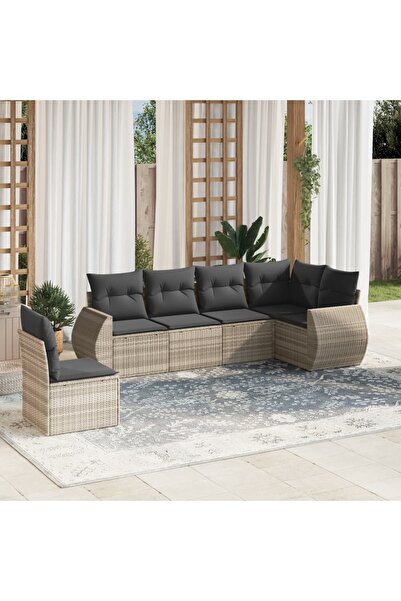 vidaxl Set canapele de gradina cu perne, 6 piese gri deschis poliratan