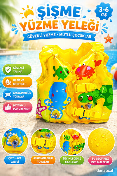 DENAPCAL Children's Swimming Vest Life Jacket Sea Pool Beach Fish Printed 3-6...