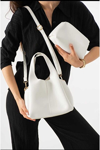 ÖZÜM ÇANTA Women's Puppy Shoulder Crossbody Bag White