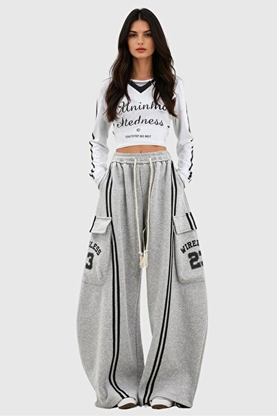 eyonnwear Yeni Salaş Model Trend Kargo Cep Detaylı Örme Pantolon Eşofman