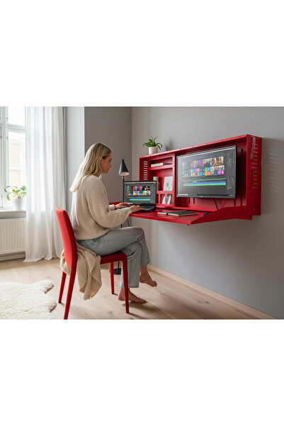 UYART HOME Minimal Katlanır Duvar Masası Laptop ve Monitör Uyumlu Metal Home ...
