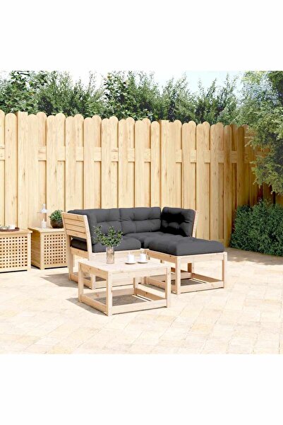 vidaxl Garden sofa set with cushions, 3 pieces, solid pine wood