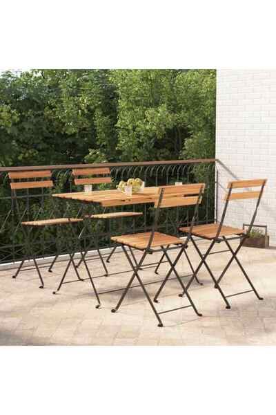 Concept Set de bistro pliabil, 5 piese, lemn masiv de acacia și oțel