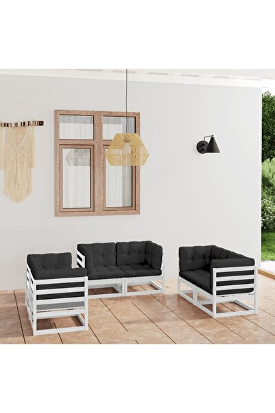 vidaxl Set mobilier de gradina cu perne, 6 piese, lemn masiv de pin