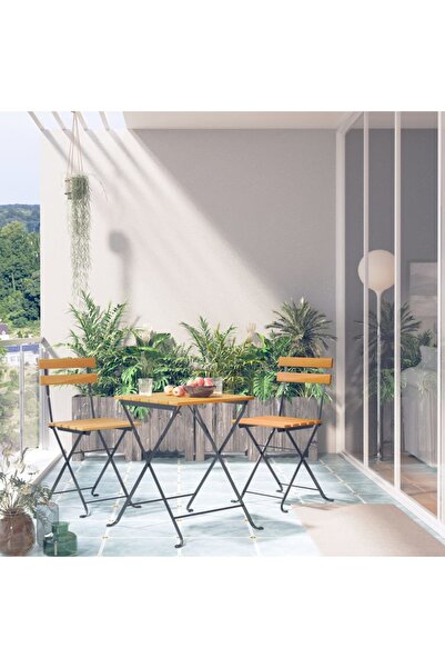 vidaxl Set mobilier bistro pliabil, 3 piese, lemn masiv de acacia