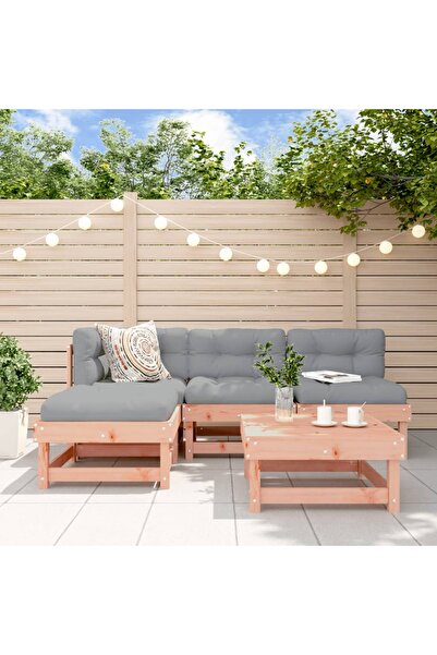 vidaxl Set mobilier de gradina cu perne, 5 piese, lemn masiv douglas