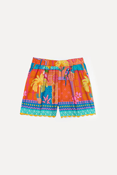 Mudo Women's Pink Patterned Mini Shorts