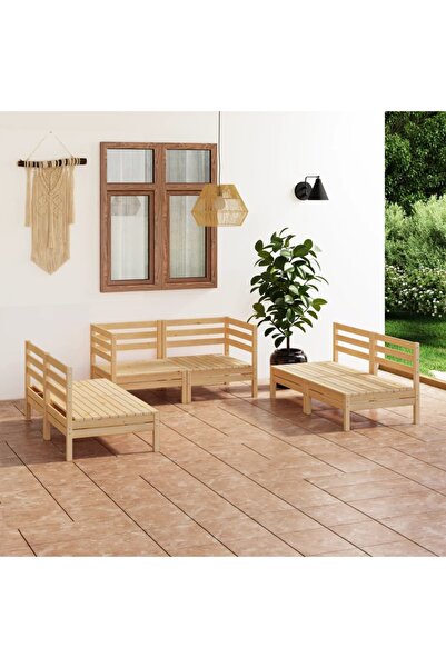vidaxl Set mobilier de gradina, 6 piese, lemn masiv de pin