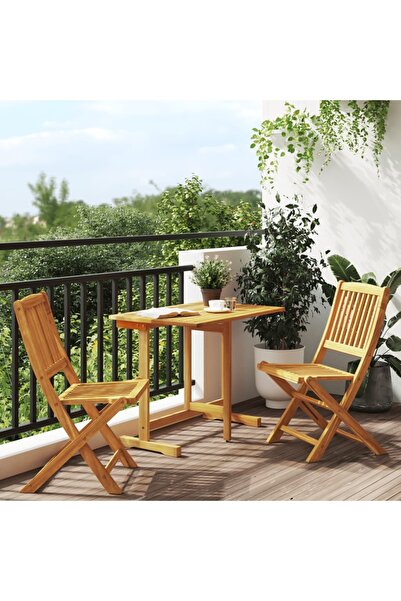 vidaxl Folding garden furniture set, 3 pieces, solid acacia wood