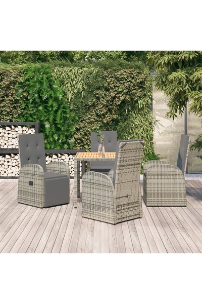Concept Set mobilier de grădină cu perne, 5 piese, gri, poliratan