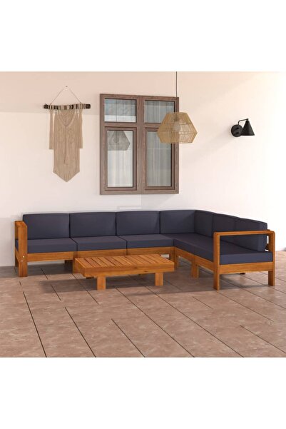 vidaxl Set mobilier gradina perne gri a®nchis, 7 piese, lemn acacia