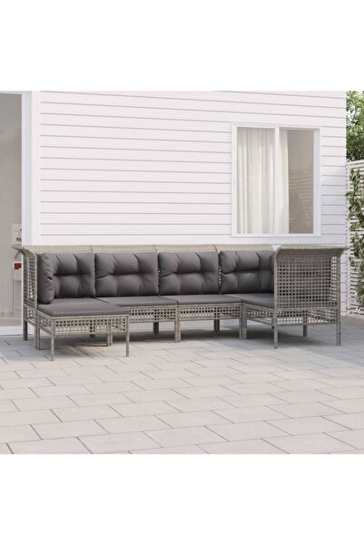 Concept Set mobilier de grădină cu perne, 6 piese, gri, poliratan