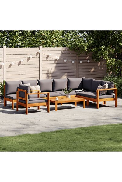 vidaxl Garden sofa set with cushions, 6 pieces, solid acacia wood