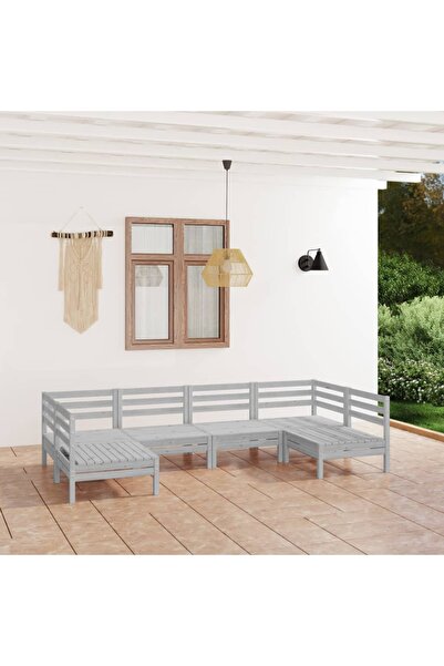 vidaxl Set mobilier de gradina, 6 piese, alb, lemn masiv de pin