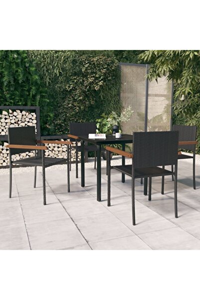 vidaxl Set de servit masa pentru gradina, 5 piese, negru