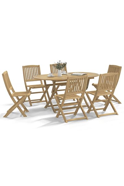 vidaxl Set mobilier de gradina, 7 piese, lemn masiv de acacia