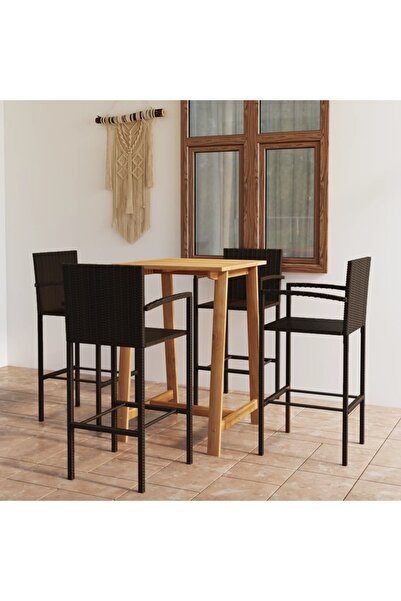 vidaxl Set mobilier de bar de gradina, 5 piese, maro