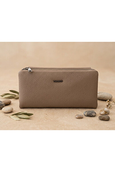 PASSTELL 100% Genuine Leather Soft Soft Model Zippered Large Size Women's Wallet