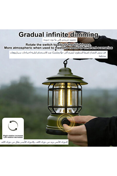 Fikpoo 1pc Rechargeable Handheld Lamp, Retro Portable Lantern Tent Lamp, Pend...
