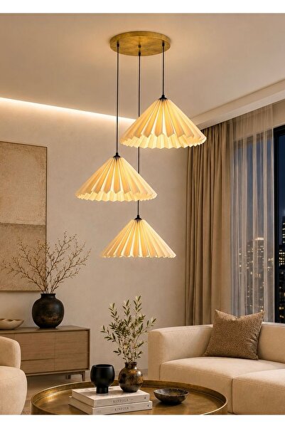 burenze Umbrella Sarkıt Avize Üçlü Salon Oturma Odası Mutfak Hol Avize E-27 D...