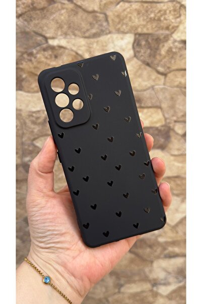 Vip Case Samsung Galaxy A53 Uyumlu Mini Siyah Kalp Desenli Silikon Darbe Emic...