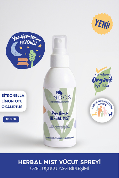 Lindos Doğal Sitronella ve Limon Otu Etkili Herbal Mist Vücut Spreyi