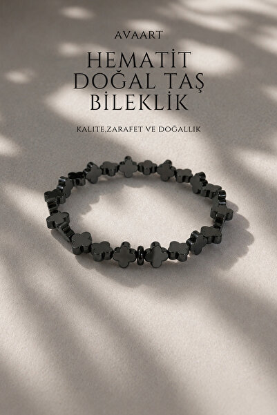 AVAART Yonca Hematit Taşı Doğal Taş Unisex Bileklik