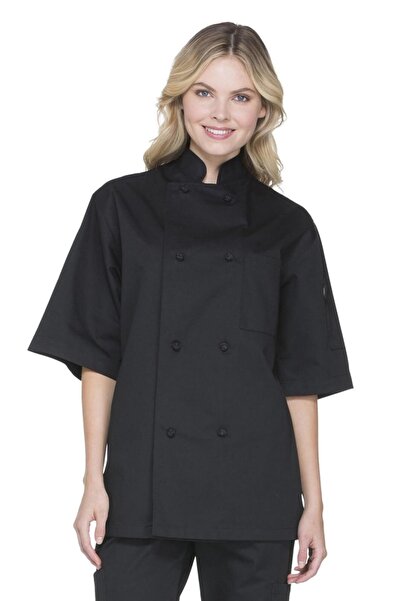 Dickies Chef DC48 Unisex Short Sleeve Knot Button Chef Tunic - Black
