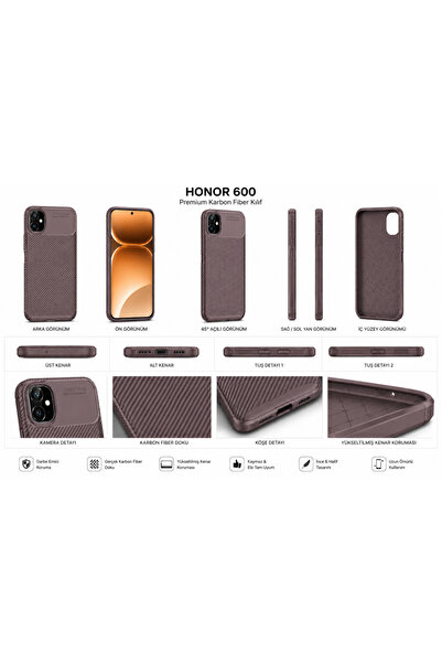 UnDePlus Huawei Honor 600 Kılıf Karbon Silikon Case