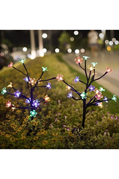 Casa Shop Комплект от 2 соларни декоративни лампи-клонки с LED цветя, 65 см, ...
