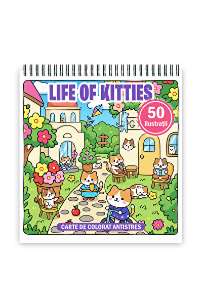 Legendary Gifts Carte de colorat, 50 de ilustratii Life of Kitties, 106 pagin...