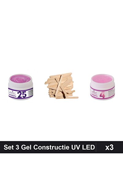 Makeup Set 3 Gel Constructie UV LED FSM 15g, Nuante 25 și 04, Unghii Gel cu S...