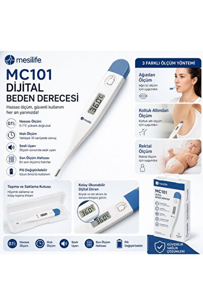 Mesilife MC101 Dijital Ateş Ölçer | Hassas Ölçüm Özellikli Dijital Derece | A...