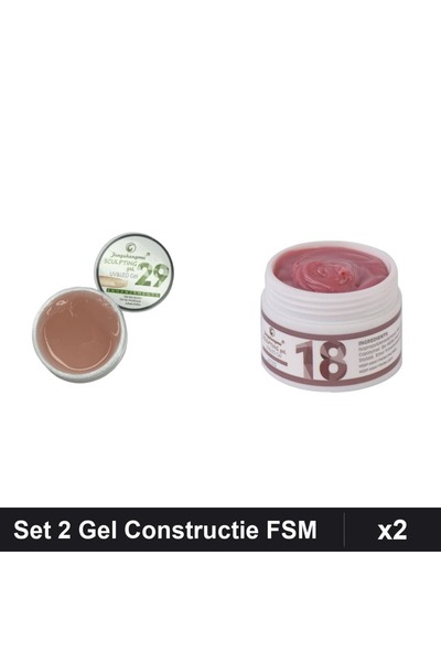 Makeup Set 2 Gel Constructie UV LED FSM 15g, Nuante 29 și 18, Builder Gel Unghii
