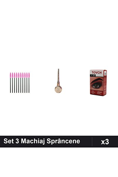 Makeup Set 3 Machiaj Sprâncene - Periuțe Gene 10buc, Eyeliner Kiss Beauty, Vo...