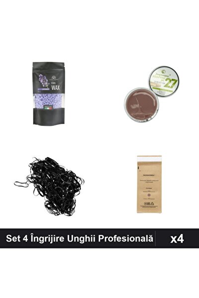 Makeup Set 4 Îngrijire Unghii - Ceară Epilare Lavandă 100g, Gel UV FSM 15g, E...