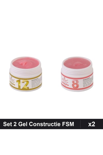 Makeup Set 2 Gel Constructie UV LED FSM 15g, Nuante 12 și 08, Manichiură Prof...