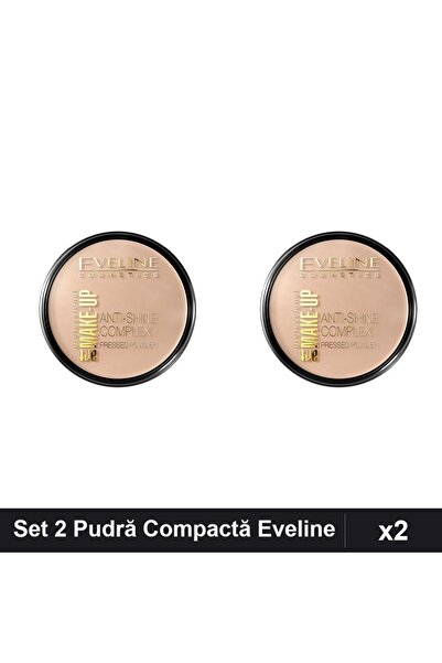 Makeup Set 2 Pudră Compactă Eveline Cosmetics Anti-Shine Complex 34 Medium Be...