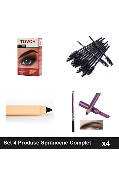 Makeup Set 4 Produse Sprâncene: Vopsea 5.4, Periuțe Stilizare 10buc, Tuș Kaja...
