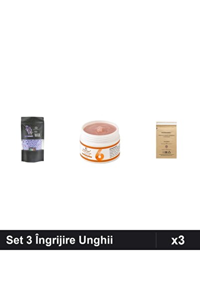 Makeup Set 3 Îngrijire Unghii - Ceară Epilare Lavandă 100g, Gel UV LED 15g, P...