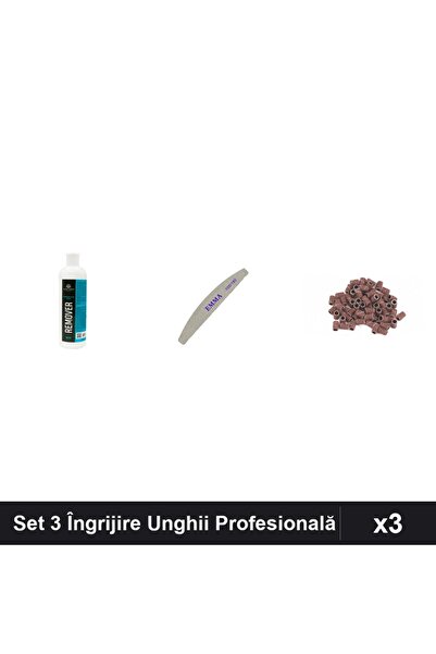 Makeup Set 3 Îngrijire Unghii - Remover 500ml, Pila EMMA 100/180, Rezerve Smi...