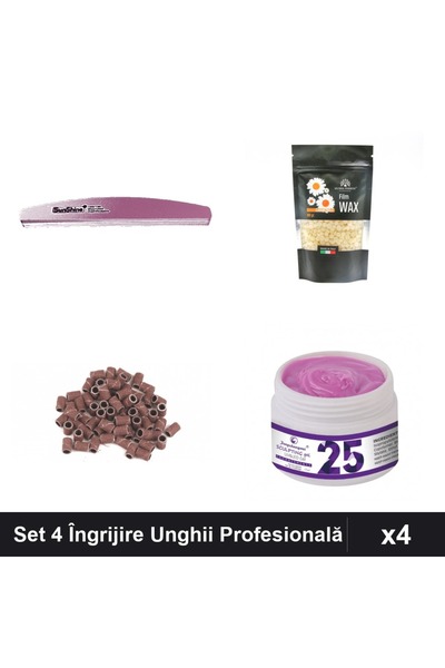 Makeup Set 4 Îngrijire Unghii - Pilă, Ceară Epilare, Rezerve Smirghel, Gel Co...