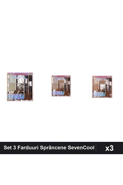 Makeup Set of 3 SevenCool Eyebrow Shadows, Shades 1 2 3, Professional Makeup
