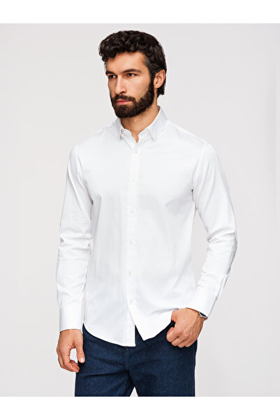 OMBRE Men's Slim Fit Shirt with Kent Collar OM-SHOS-0211 White