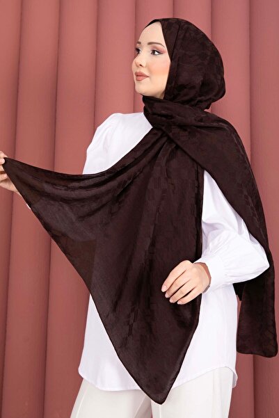 EBRUTESETTÜR سلسلة شالات الجاكار ذات النمط الهندسي باللون البني المرير